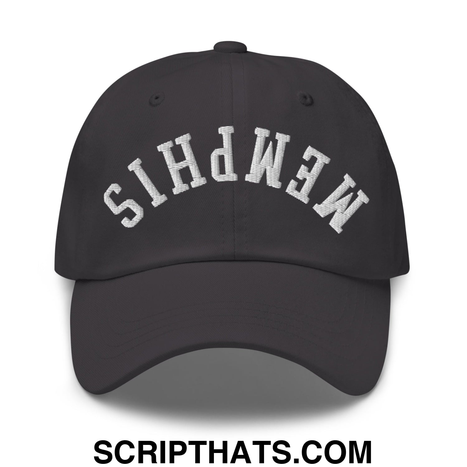 Upside Down Memphis Embroidered Unstructured Dad Hat Dark Grey