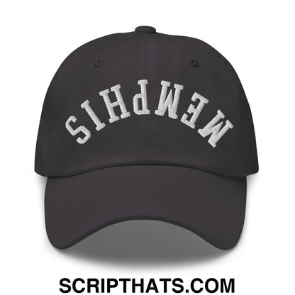 Upside Down Memphis Embroidered Unstructured Dad Hat Dark Grey