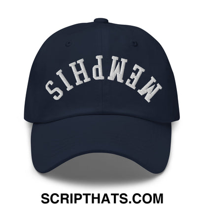 Upside Down Memphis Embroidered Unstructured Dad Hat Navy