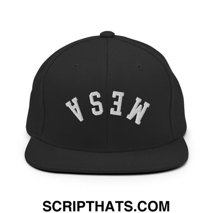 Upside Down Mesa Embroidered Flat Brim Bill Snapback Hat Black