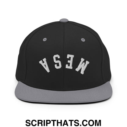 Upside Down Mesa Embroidered Flat Brim Bill Snapback Hat Black Silver
