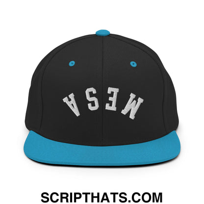 Upside Down Mesa Embroidered Flat Brim Bill Snapback Hat Black Teal