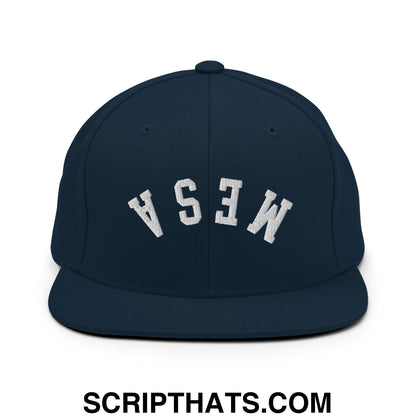 Upside Down Mesa Embroidered Flat Brim Bill Snapback Hat Dark Navy