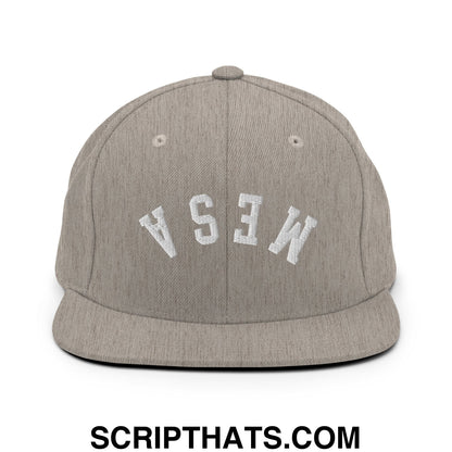 Upside Down Mesa Embroidered Flat Brim Bill Snapback Hat Heather Grey