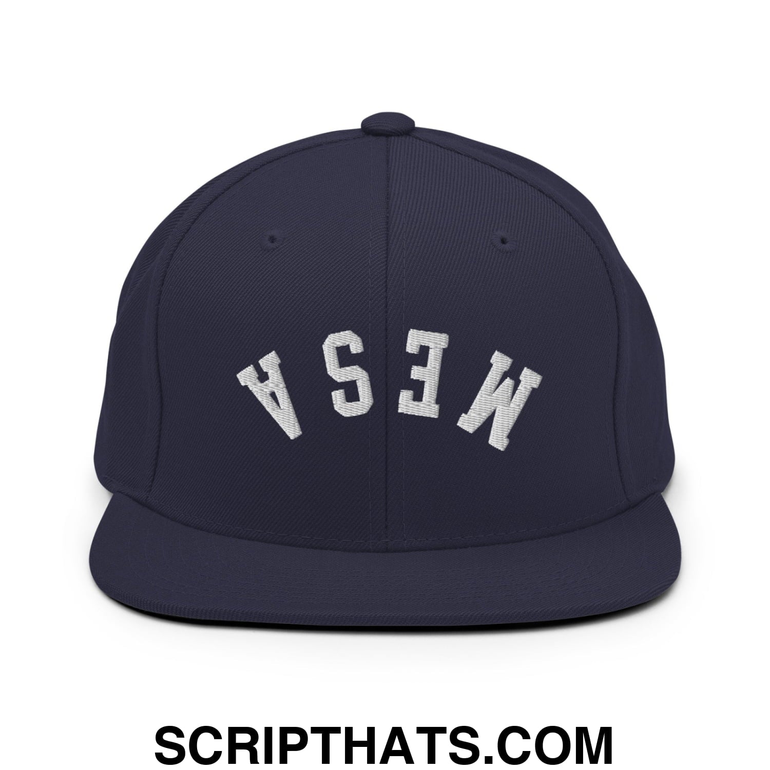 Upside Down Mesa Embroidered Flat Brim Bill Snapback Hat Navy