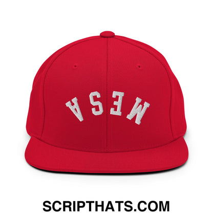Upside Down Mesa Embroidered Flat Brim Bill Snapback Hat Red