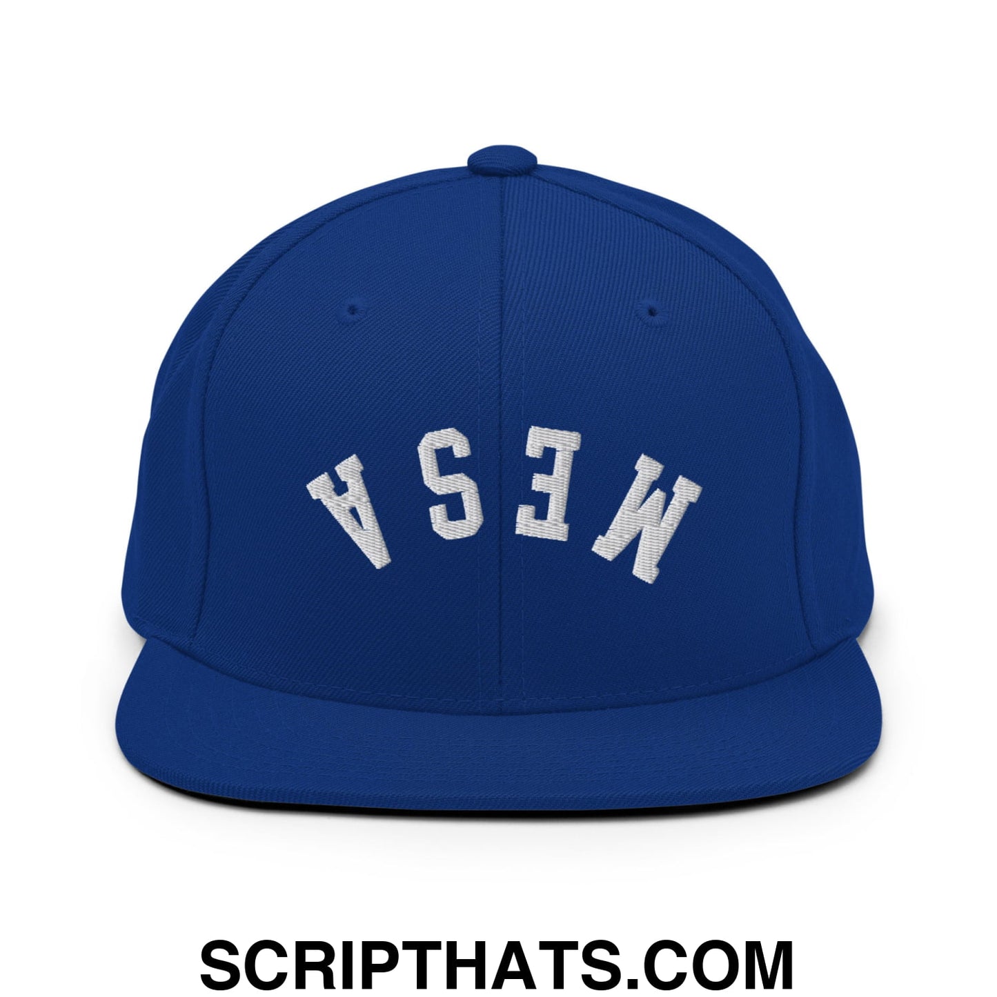 Upside Down Mesa Embroidered Flat Brim Bill Snapback Hat Royal Blue
