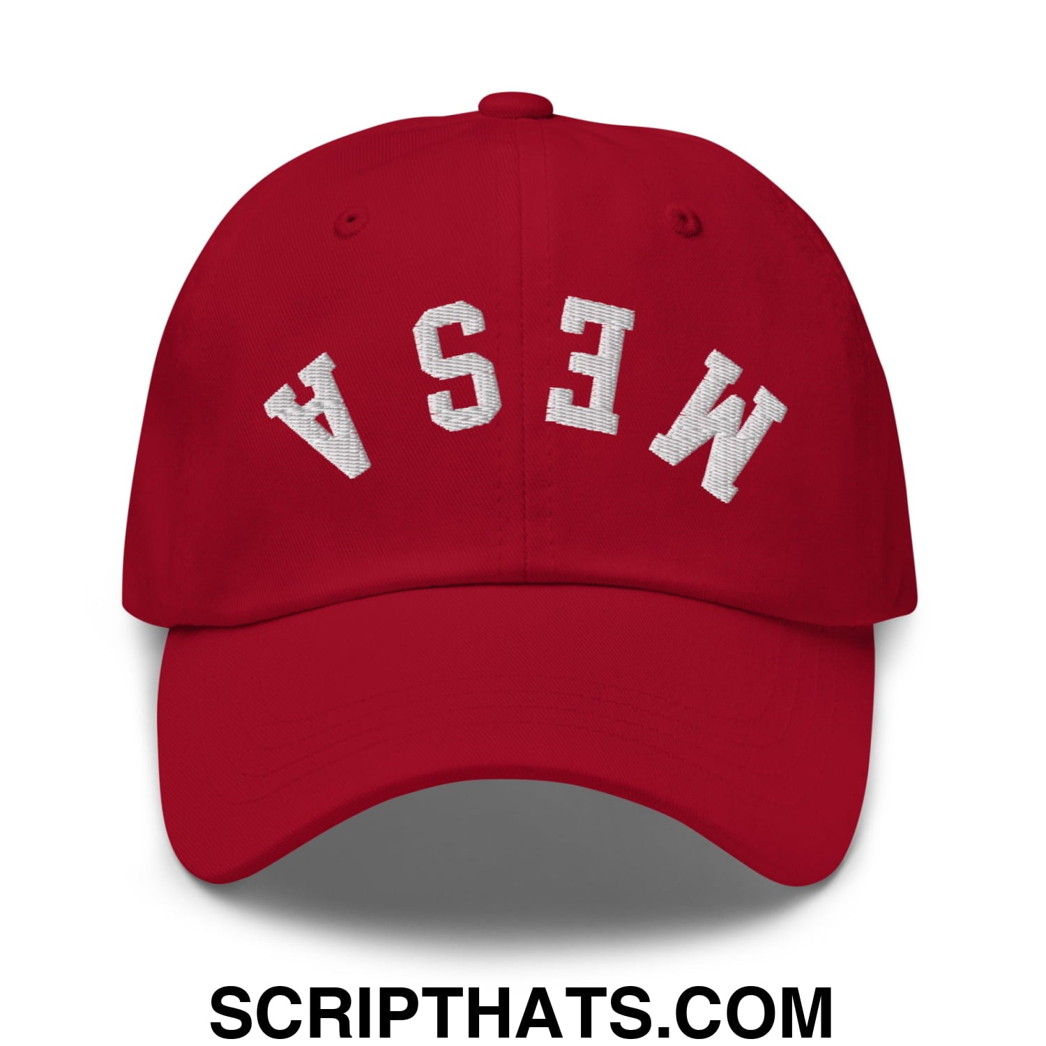 Upside Down Mesa Embroidered Unstructured Dad Hat Cranberry