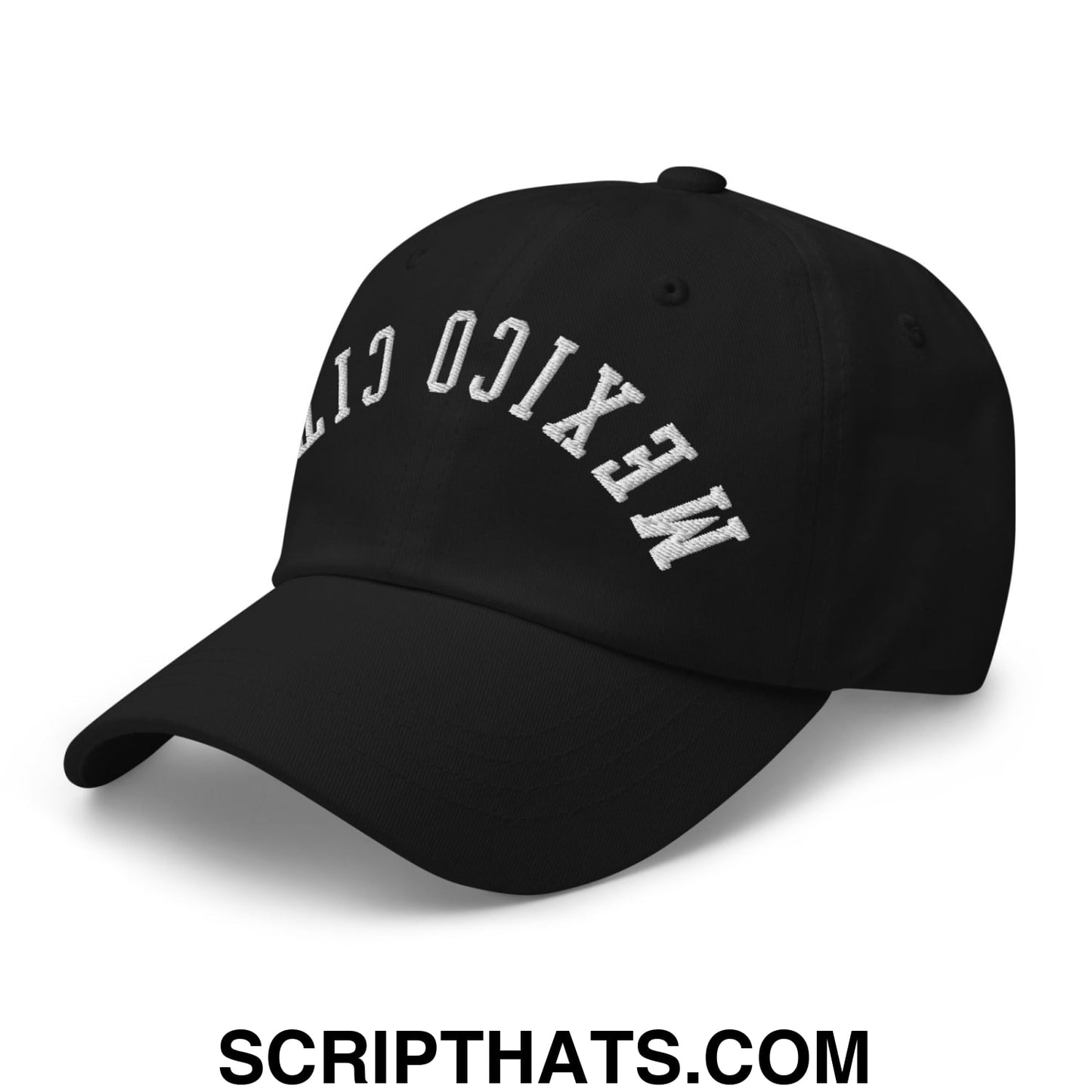Upside Down Mexico City Embroidered Unstructured Dad Hat Black