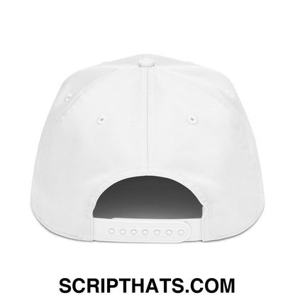 White upside down Mexico embroidered baseball snapback hat with structured crown and adjustable strap shown from back