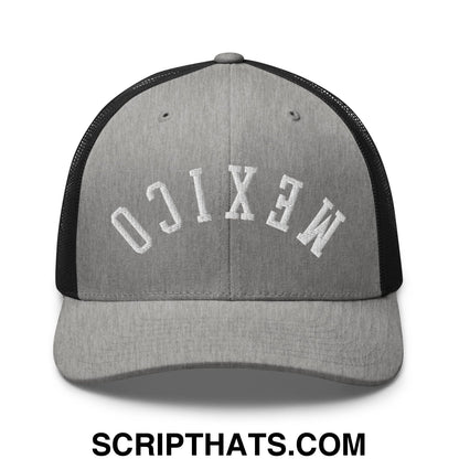 Upside Down Mexico Embroidered Mesh Trucker Hat Heather Black