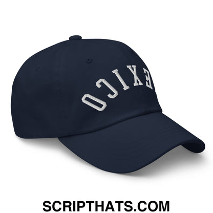 Upside Down Mexico Embroidered Unstructured Dad Hat Navy
