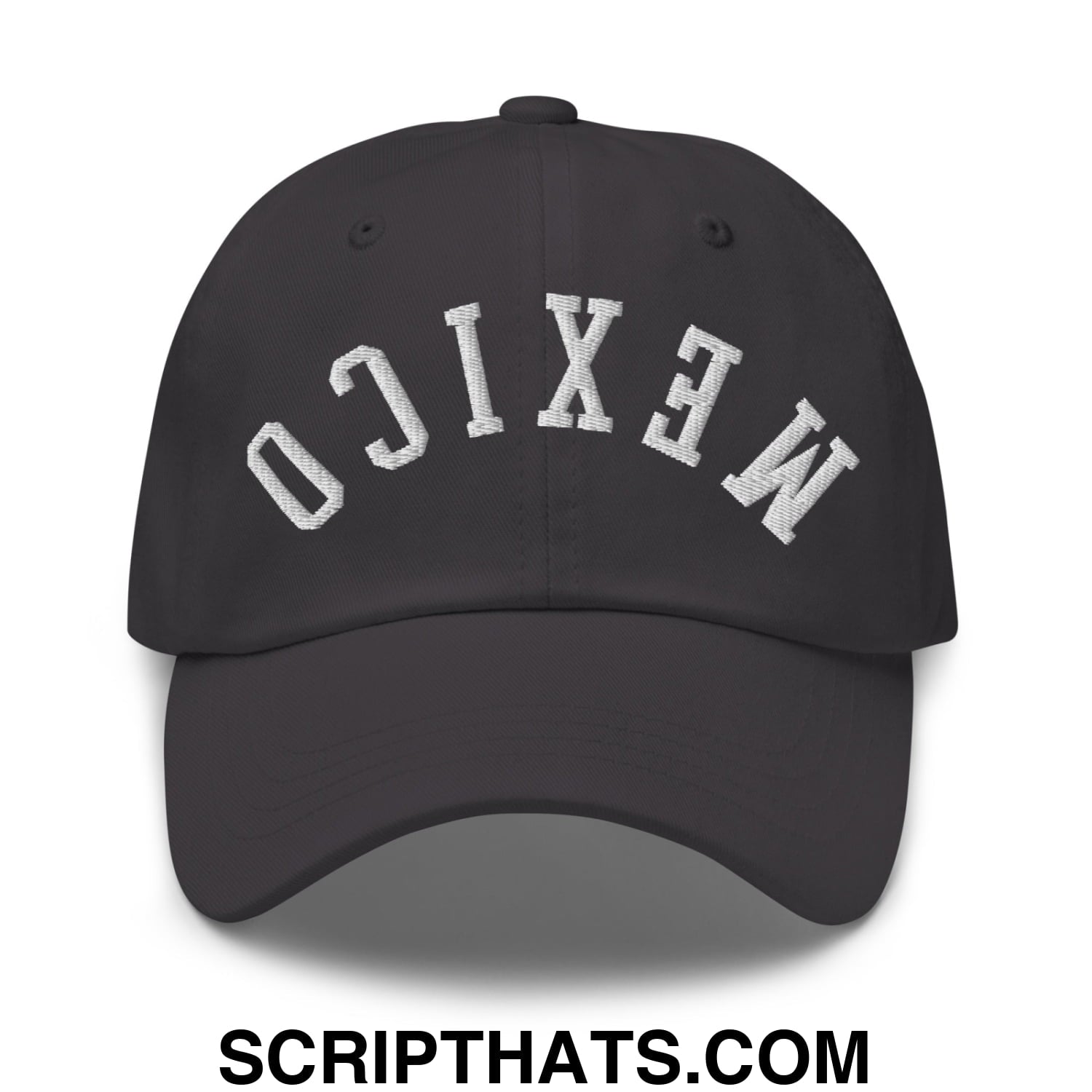 Upside Down Mexico Embroidered Unstructured Dad Hat Dark Grey