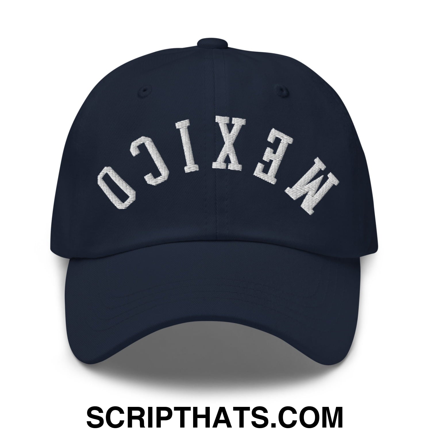 Upside Down Mexico Embroidered Unstructured Dad Hat Navy
