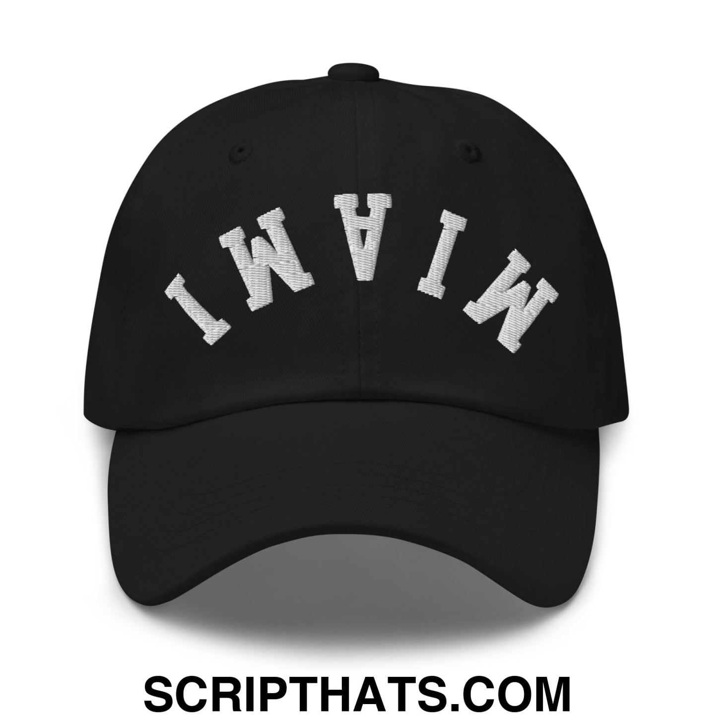 Upside Down Miami Embroidered Unstructured Dad Hat Black
