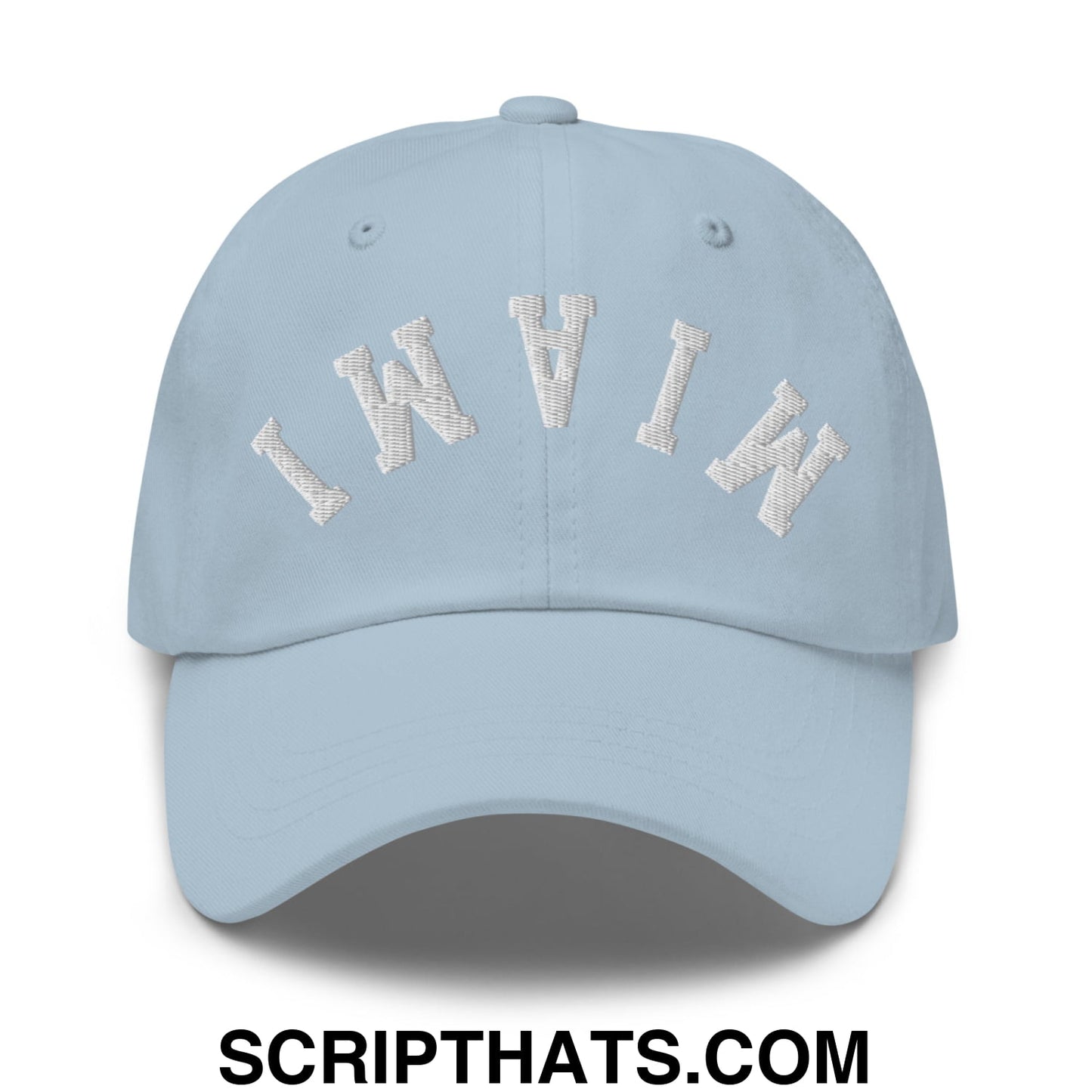 Upside Down Miami Embroidered Unstructured Dad Hat Light Blue
