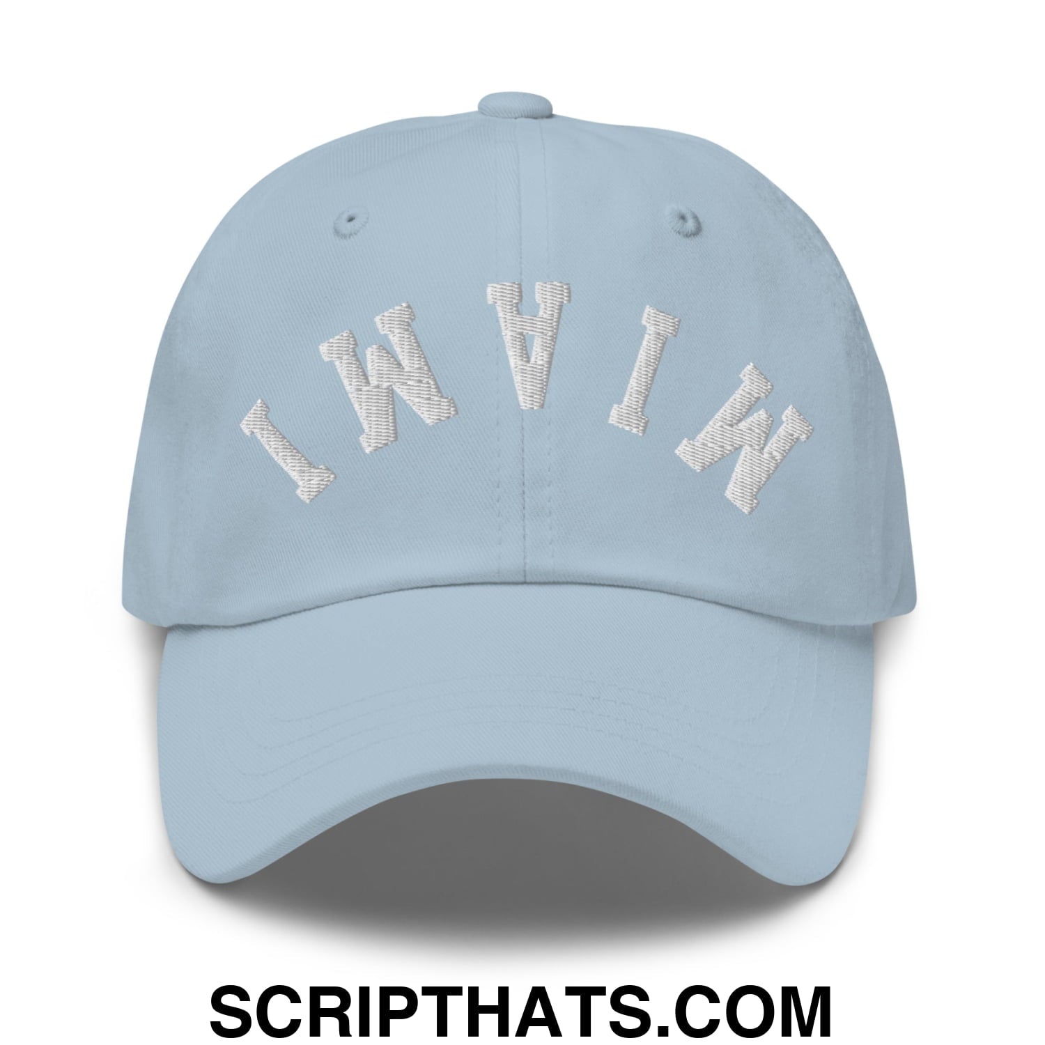Upside Down Miami Embroidered Unstructured Dad Hat Light Blue
