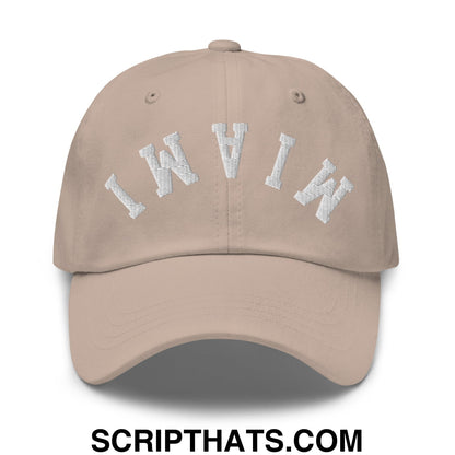 Upside Down Miami Embroidered Unstructured Dad Hat Stone