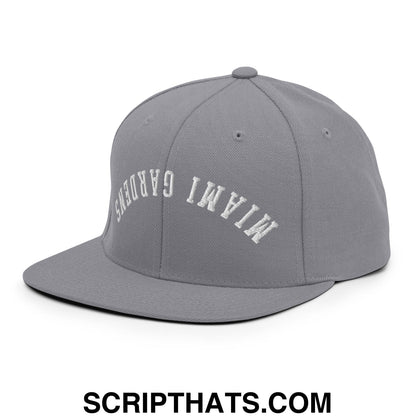 Upside Down Miami Gardens Embroidered Flat Bill Brim Snapback Hat Silver