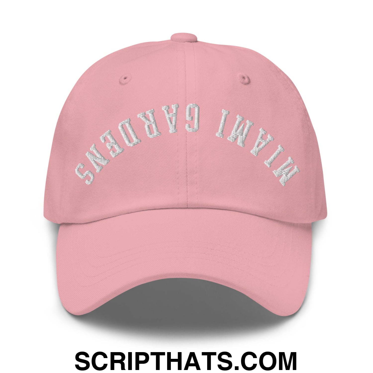 Upside Down Miami Gardens Embroidered Unstructured Dad Hat Pink