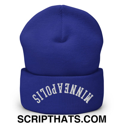 Upside Down Minneapolis Embroidered Cuffed Knit Beanie Royal