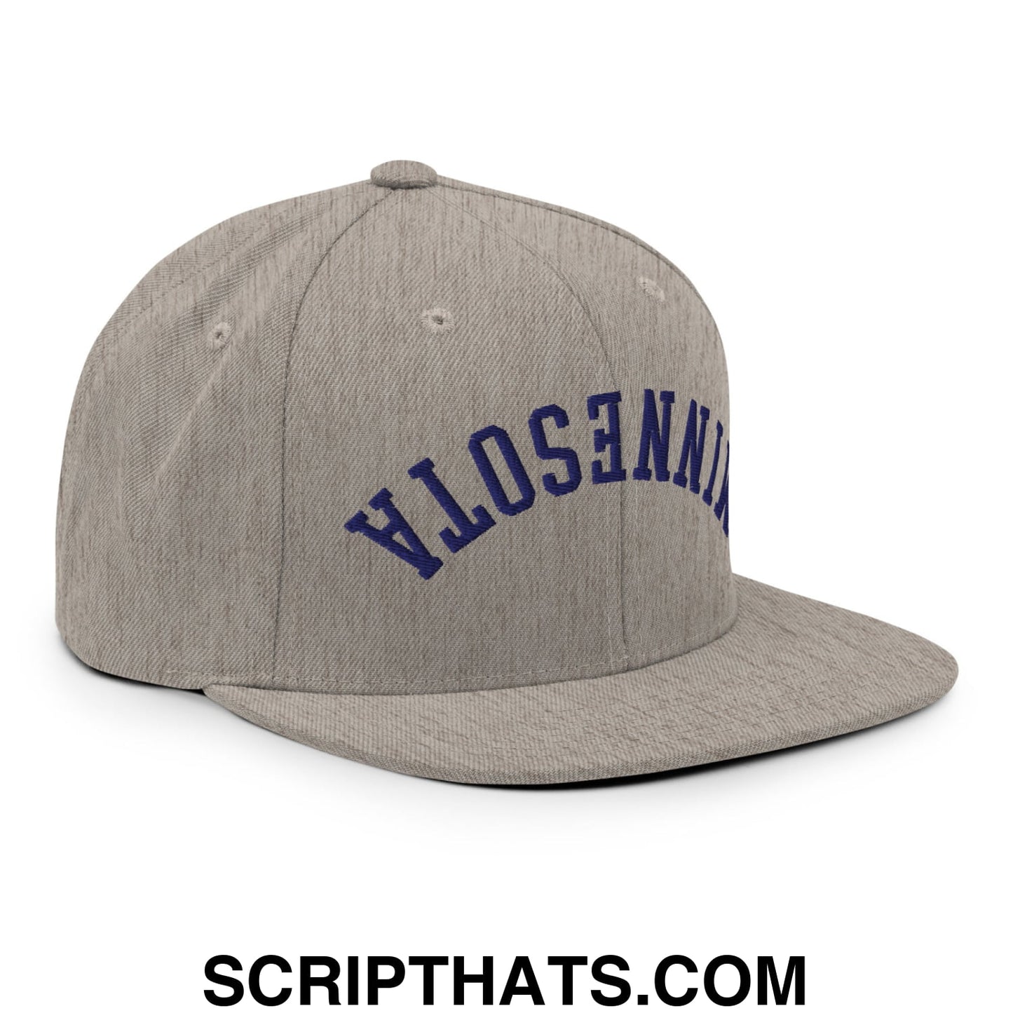 Upside Down Minnesota Basketball Embroidered Flat Bill Brim Snapback Hat Heather Grey