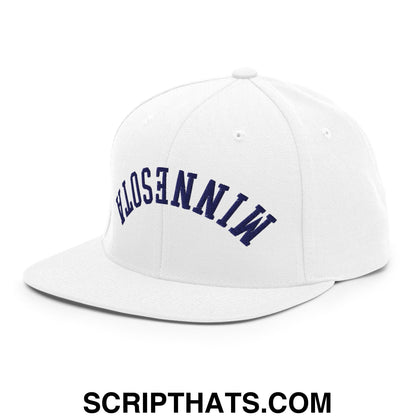 Upside Down Minnesota Basketball Embroidered Flat Bill Brim Snapback Hat White