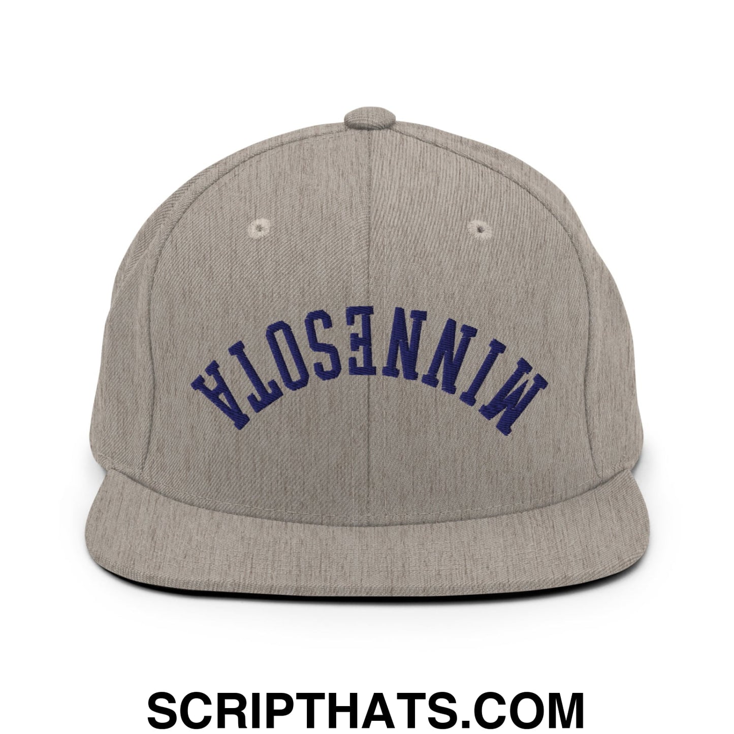 Upside Down Minnesota Basketball Embroidered Flat Bill Brim Snapback Hat Heather Grey