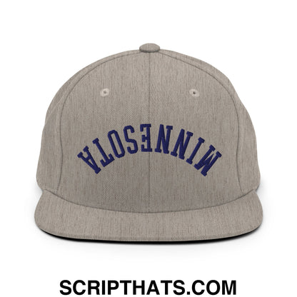 Upside Down Minnesota Basketball Embroidered Flat Bill Brim Snapback Hat Heather Grey