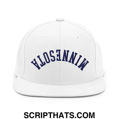 Upside Down Minnesota Basketball Embroidered Flat Bill Brim Snapback Hat White