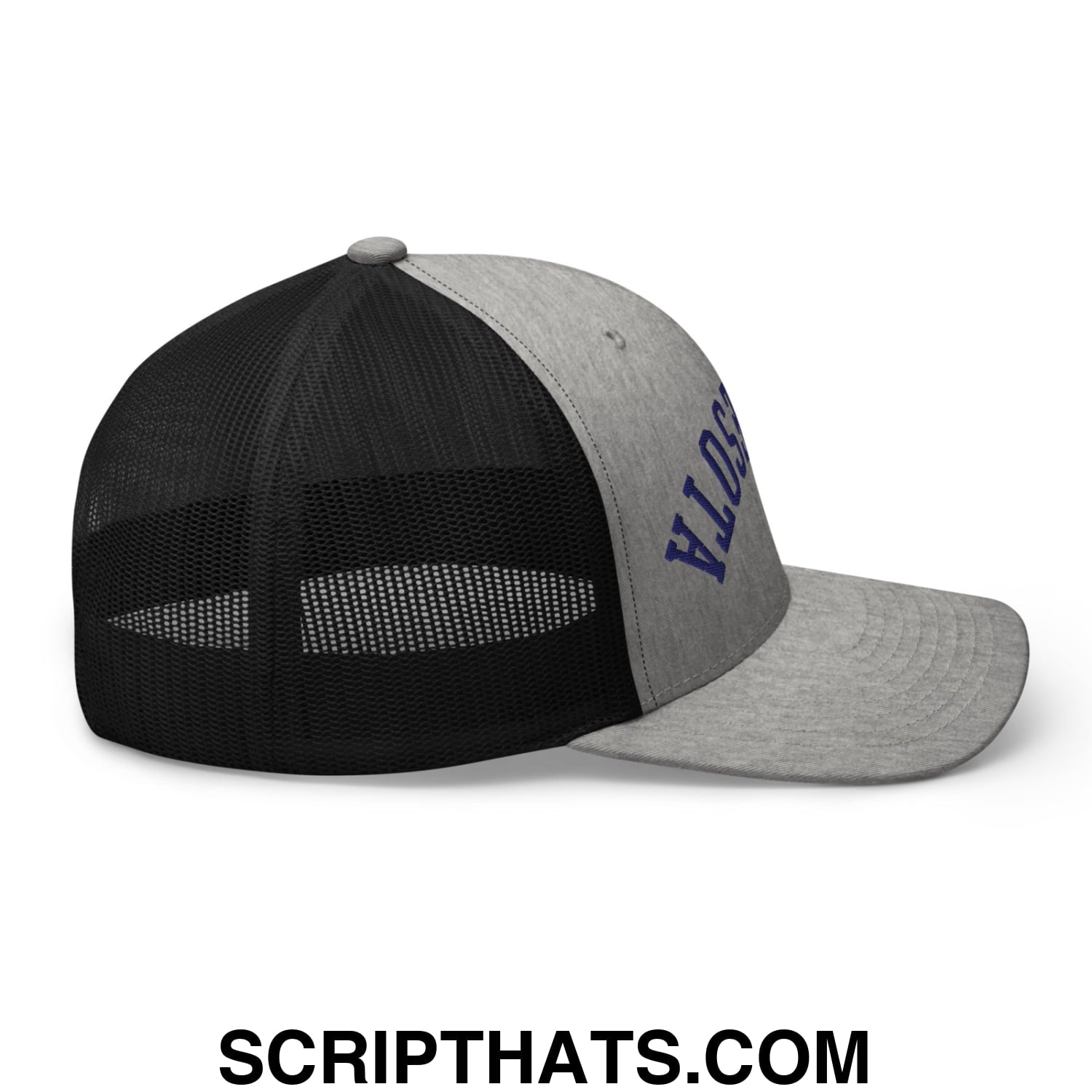 Upside Down Minnesota Basketball Embroidered Mesh Trucker Hat Heather Black