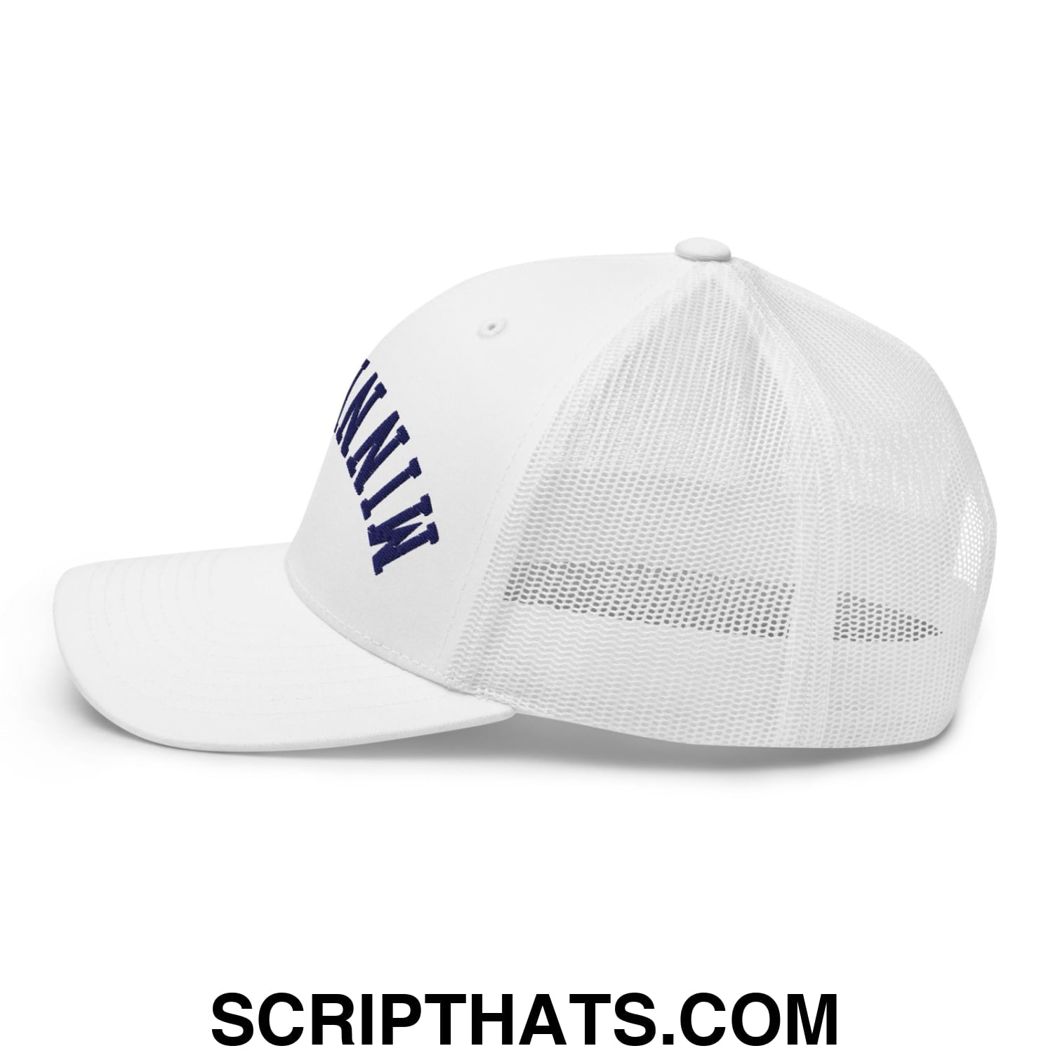 Upside Down Minnesota Basketball Embroidered Mesh Trucker Hat White