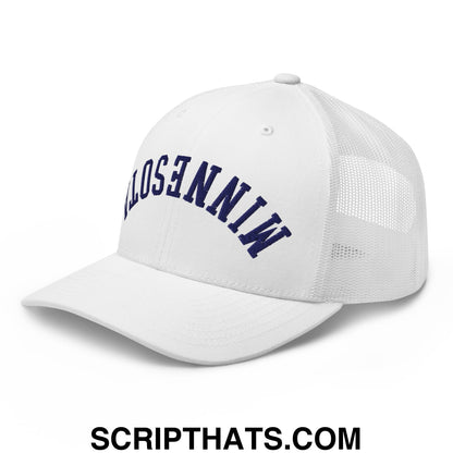 Upside Down Minnesota Basketball Embroidered Mesh Trucker Hat White