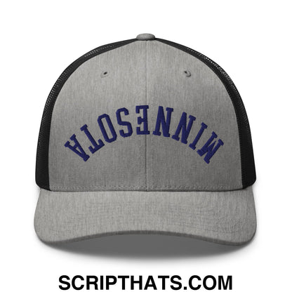 Upside Down Minnesota Basketball Embroidered Mesh Trucker Hat Heather Black