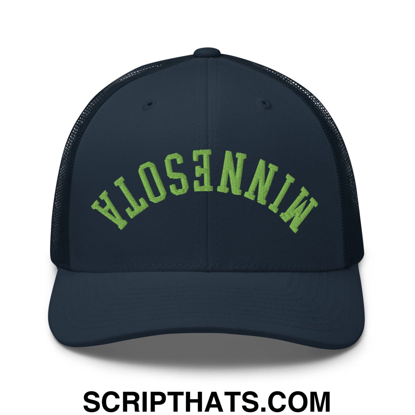 Upside Down Minnesota Basketball Embroidered Mesh Trucker Hat Navy