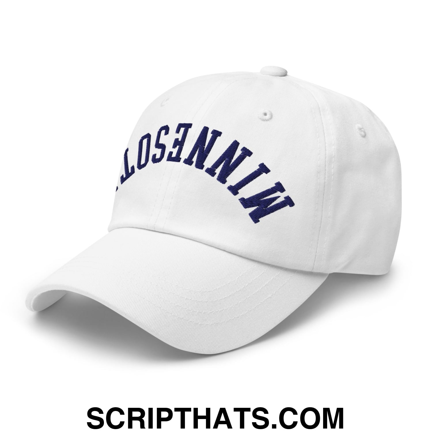 Upside Down Minnesota Basketball Embroidered Unstructured Dad Hat White