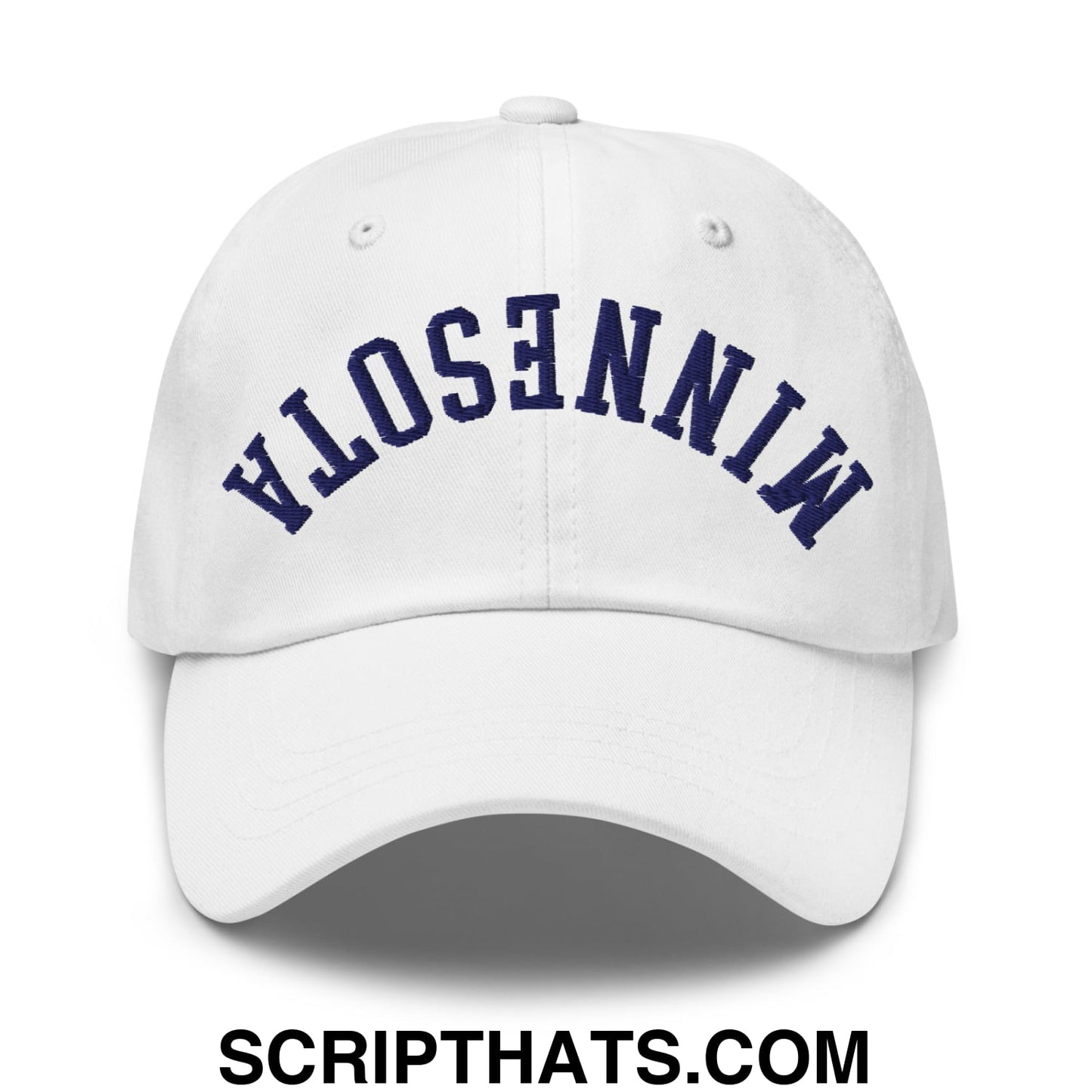 Upside Down Minnesota Basketball Embroidered Unstructured Dad Hat White