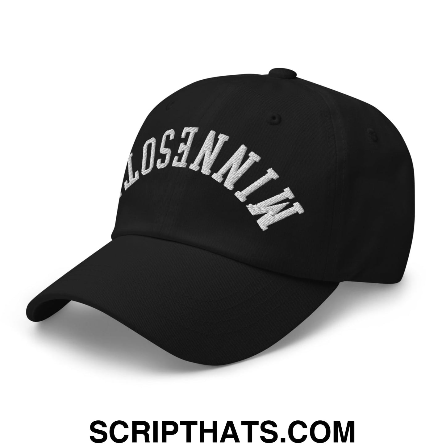 Upside Down Minnesota Embroidered Unstructured Dad Hat Black