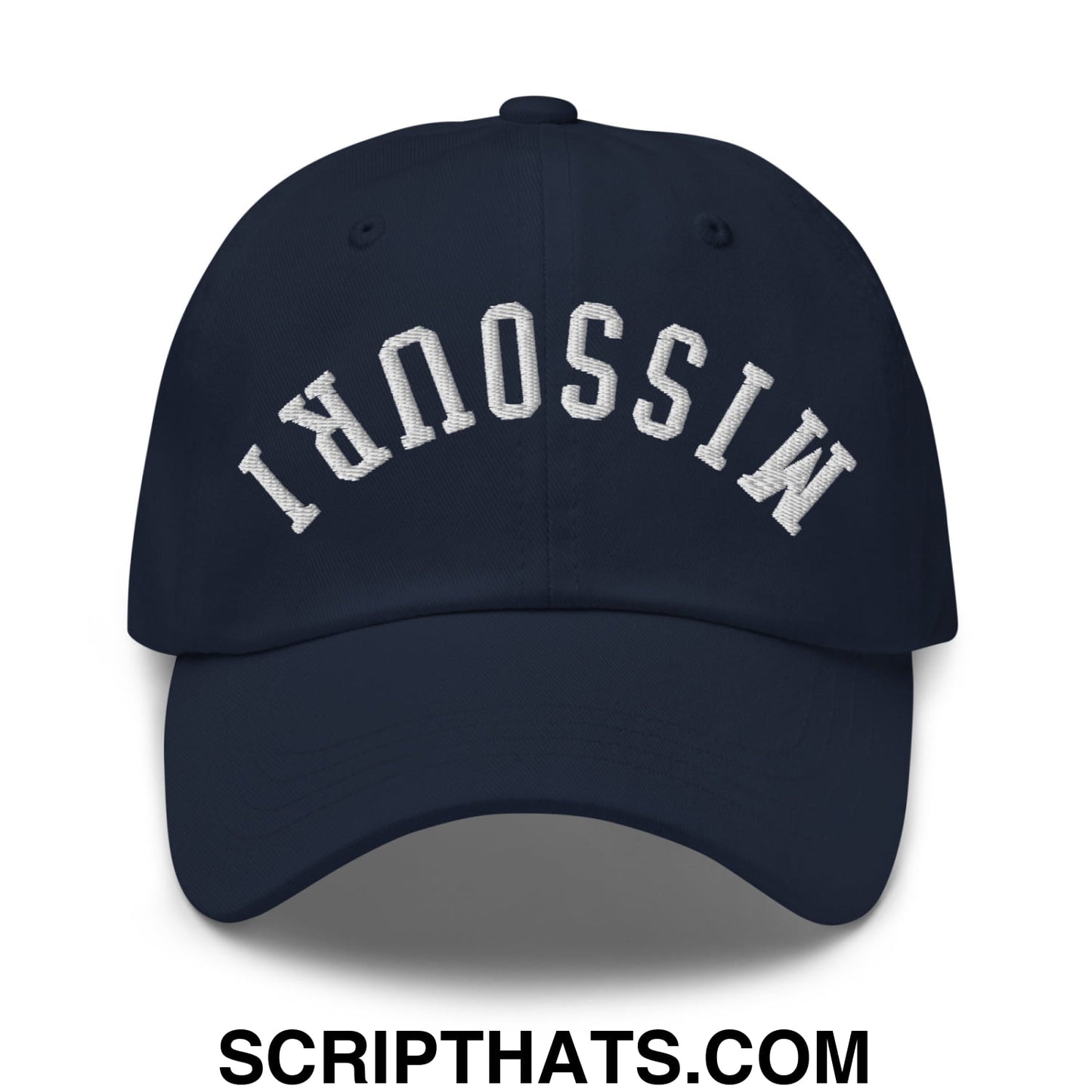 Upside Down Missouri Embroidered Unstructured Dad Hat Navy
