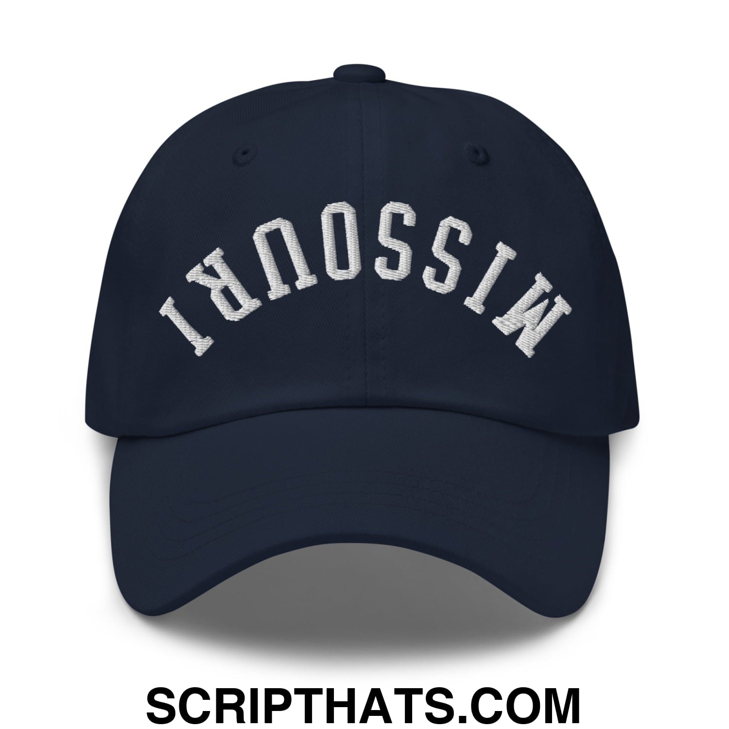 Upside Down Missouri Embroidered Unstructured Dad Hat Navy