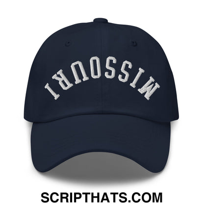 Upside Down Missouri Embroidered Unstructured Dad Hat Navy