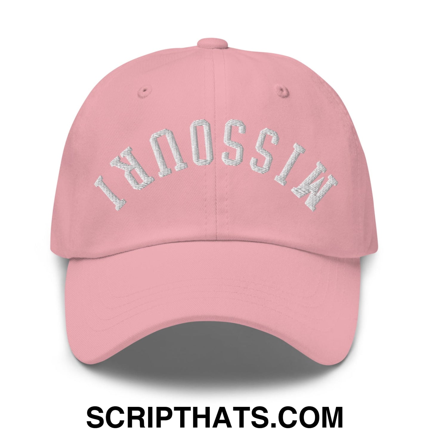 Upside Down Missouri Embroidered Unstructured Dad Hat Pink