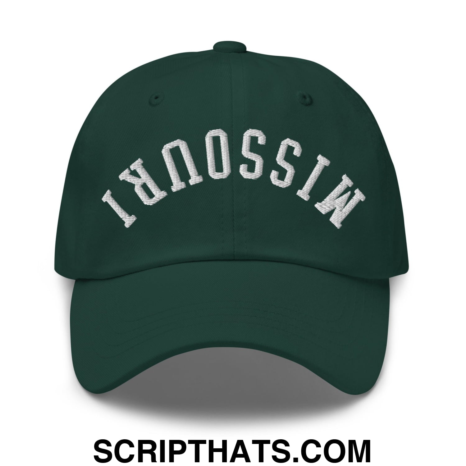 Upside Down Missouri Embroidered Unstructured Dad Hat Spruce
