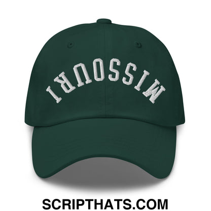 Upside Down Missouri Embroidered Unstructured Dad Hat Spruce