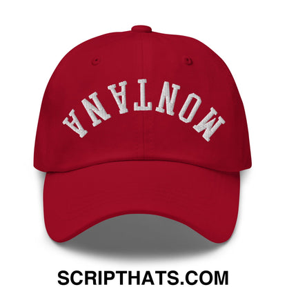Upside Down Montana Embroidered Unstructured Dad Hat Cranberry