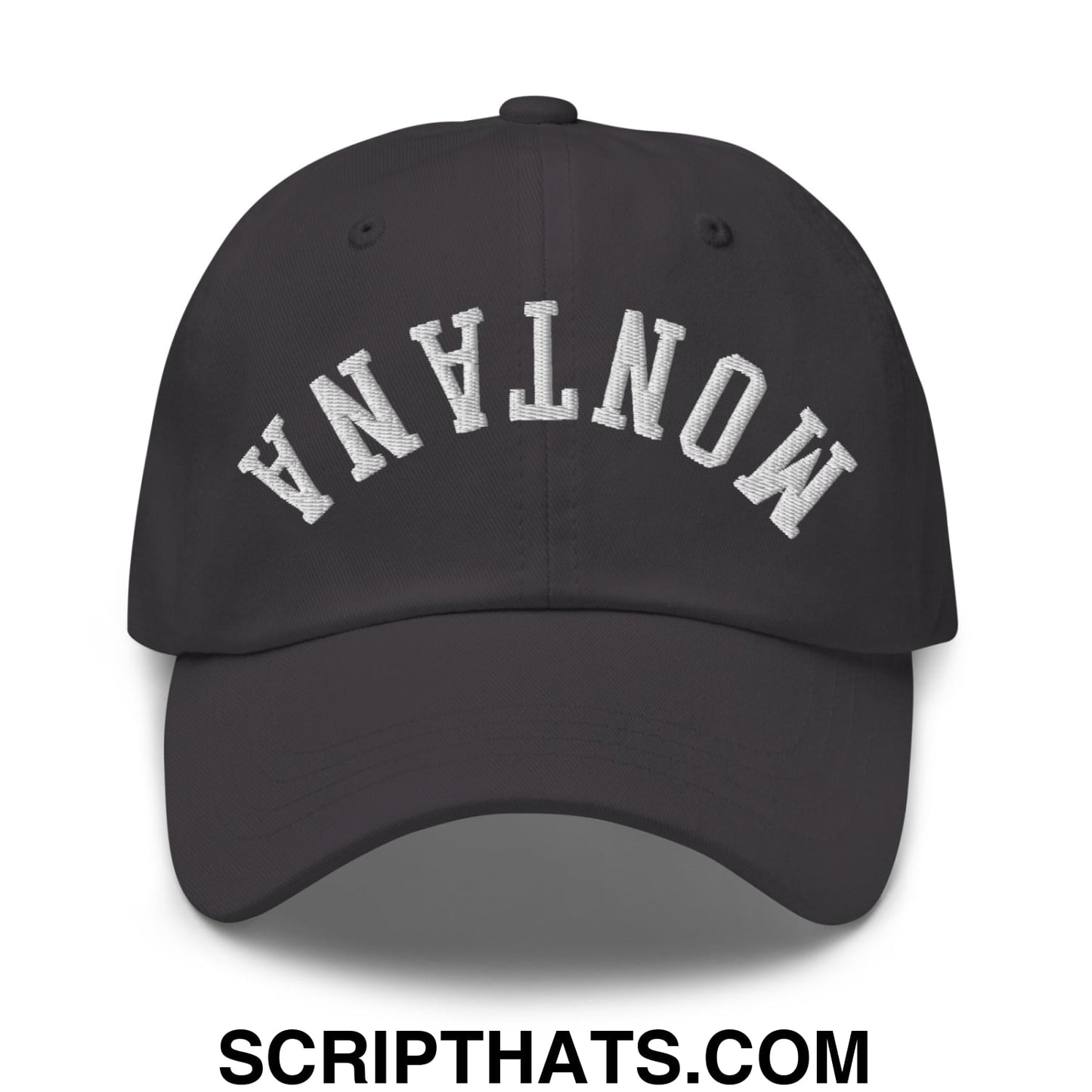 Upside Down Montana Embroidered Unstructured Dad Hat Dark Grey