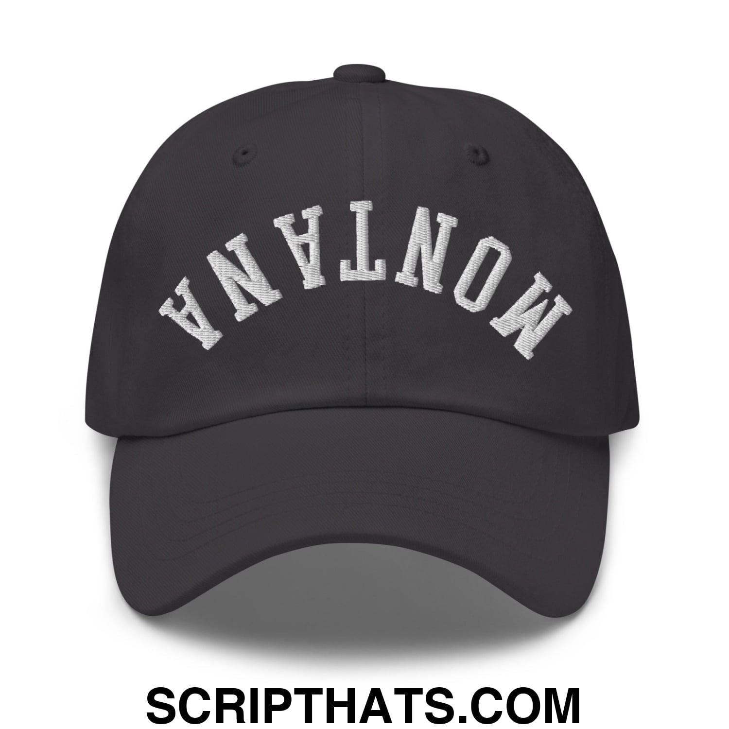 Upside Down Montana Embroidered Unstructured Dad Hat Dark Grey