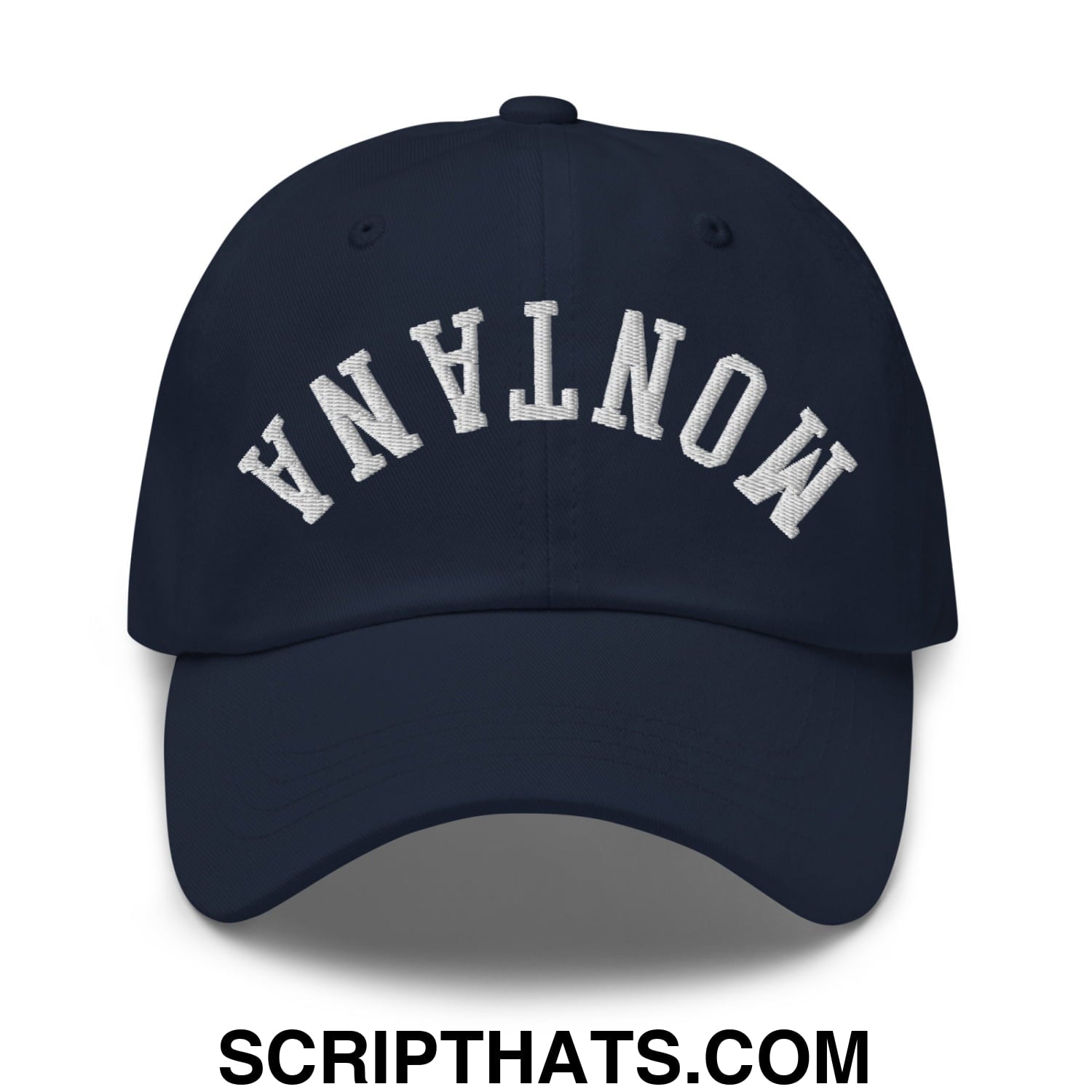 Upside Down Montana Embroidered Unstructured Dad Hat Navy