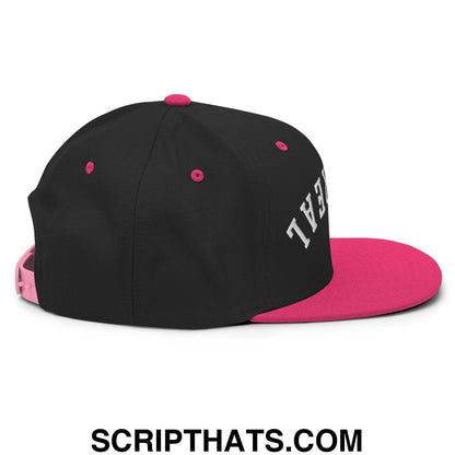 Upside Down Montreal Embroidered Flat Bill Brim Snapback Hat Black Neon Pink