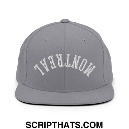 Upside Down Montreal Embroidered Flat Bill Brim Snapback Hat Silver